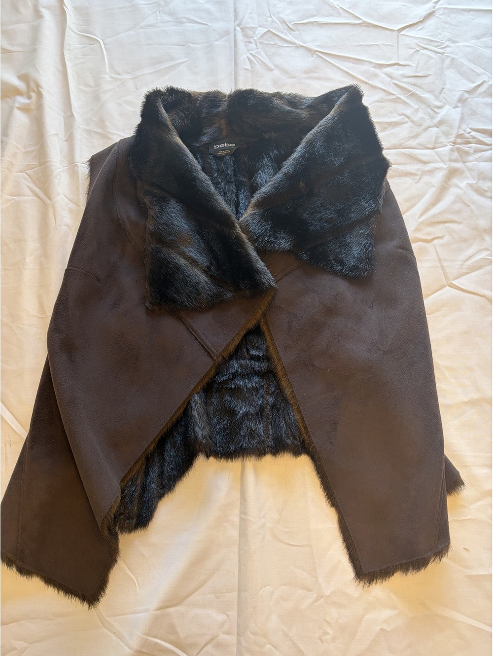 BEBE Reversable Brown Faux Fur Vest